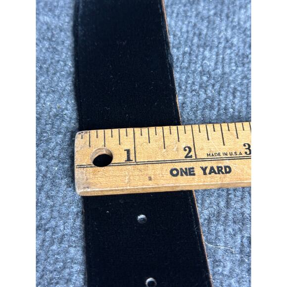 Vintage Valentino Italy XS black velvet belt leather rhinestone buckle cocktail main image 5